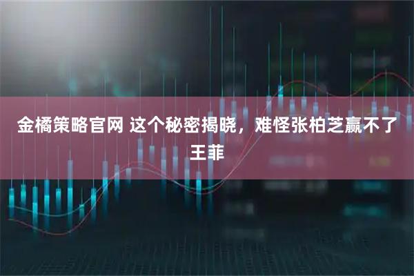 金橘策略官网 这个秘密揭晓，难怪张柏芝赢不了王菲